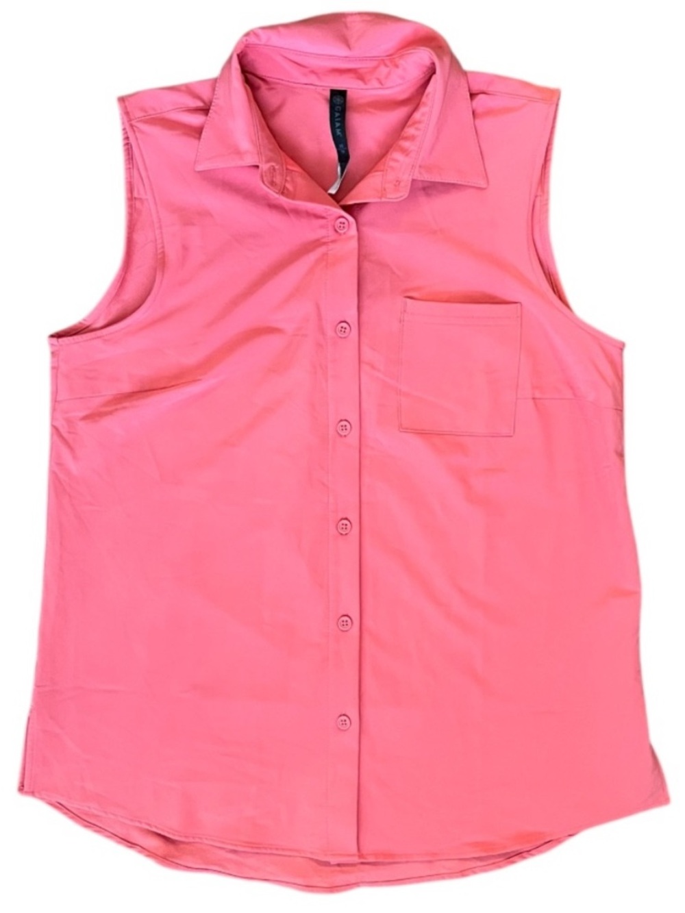 Gaiam Sleeveless Button Down Shirt Pink / Coral Size XS